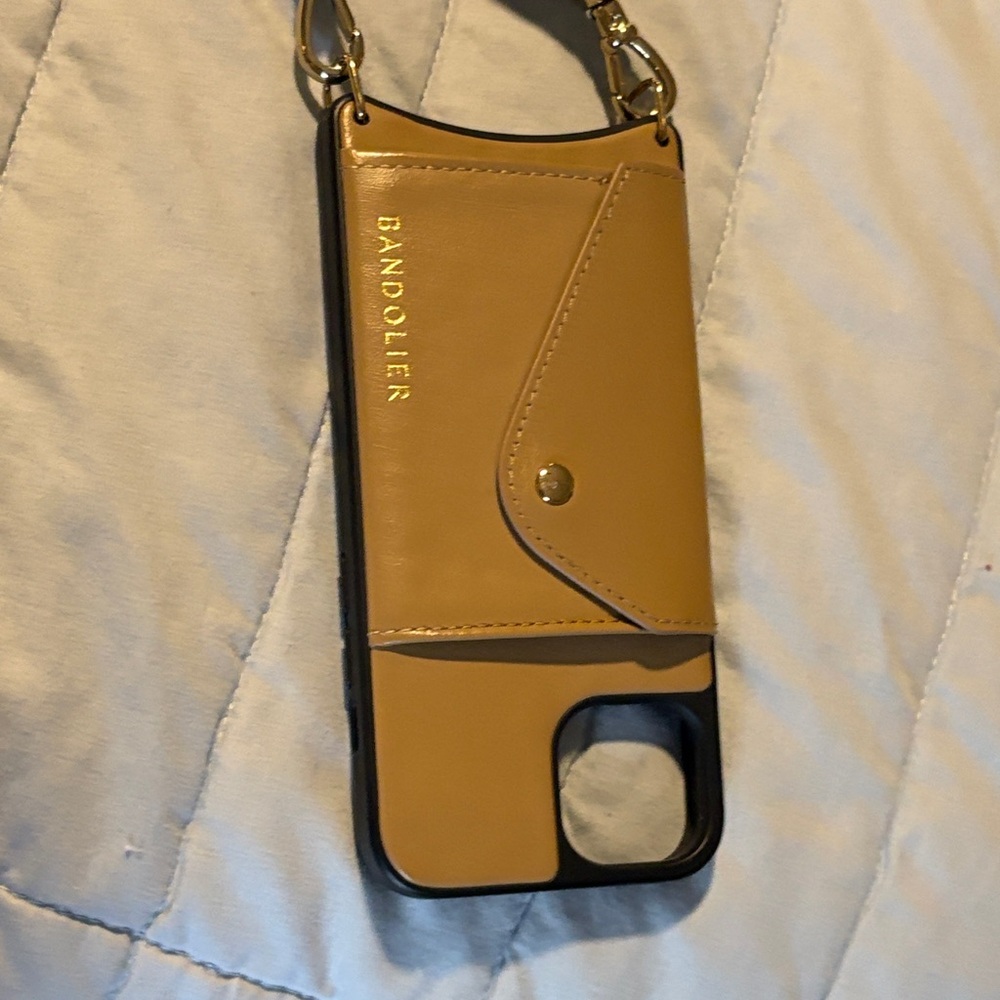 Bandolier Camel Phone Case with interchangeable strap.
